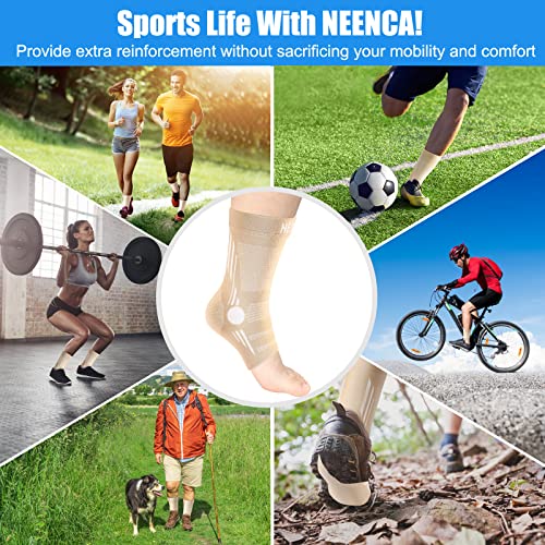 NEENCA Foot & Ankle Brace Socks for Sprained-Ankle Compression Sleeves Set - color: Copper, size: Large