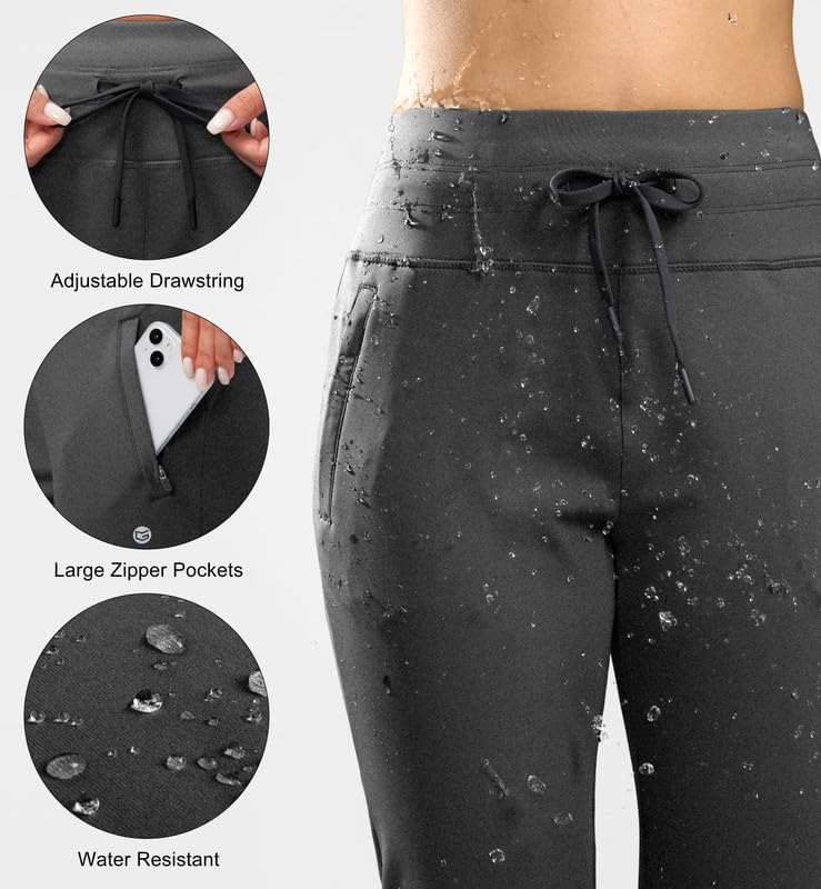 G Gradual Women's Fleece Lined Joggers Water Resistant Hiking Pants - color: Charcoal, size: X-Large