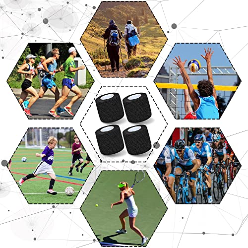 8 Pack 2 in x 5 Yards Cohesive Wrap Self Adhesive Bandage Wrap Elastic Self Adherent Bandage Self Stick Vet Tape for Athletic, Wrist, Ankle, Knees, Pets (Black) - color: Black, size: 2 Inch