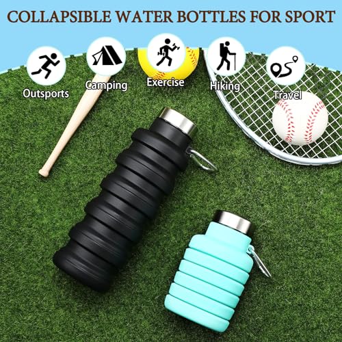 Baderke 2 Pcs Collapsible Water Bottles, 17oz, Green, Black - color: Green, Black