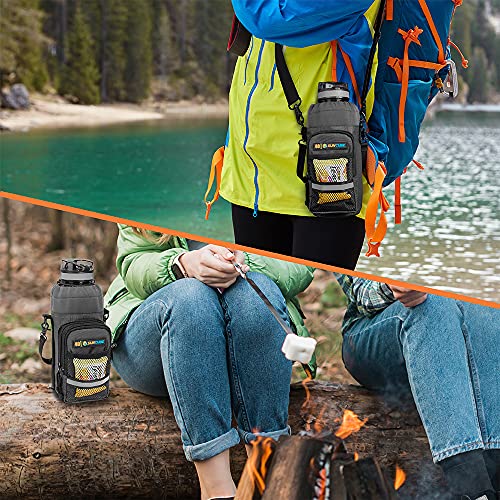 SUN CUBE Insulated Water Bottle Carrier Bag with Strap, Crossbody Sling - color: Gray, size: 40 oz