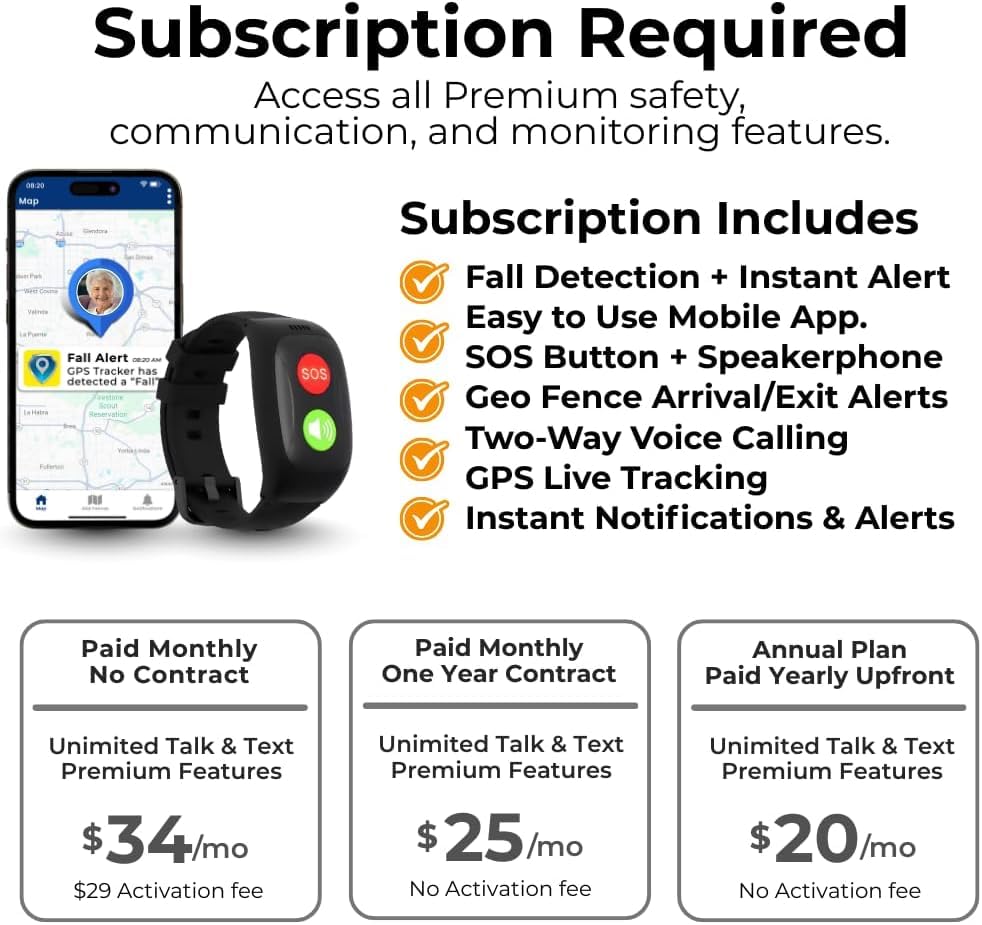 SecuLife SOS Wristband for Seniors with Fall Detection — Alerts Go Direct to Family, No Call Center | One-Button Simplicity, GPS Tracking, Geofencing, 2-Way Calling, Waterproof Medical Alert
