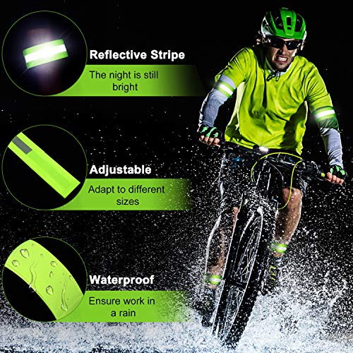 8 Pieces Reflective Bands Reflective Running Gear Night High Visibility Reflector Bands Shine Straps Tape Bracelets for Walking at Night Women Men Running Cycling Arm Wrist Ankle Leg - color: Green