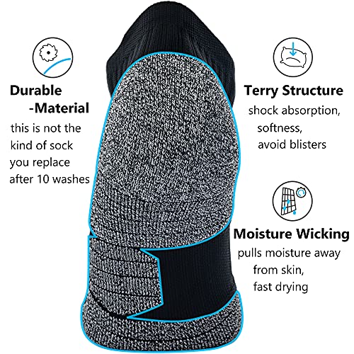 CWVLC Cushioned Athletic Ankle Compression Socks for Women Men 3/6 Pairs - color: 3-pairs Black, size: Large