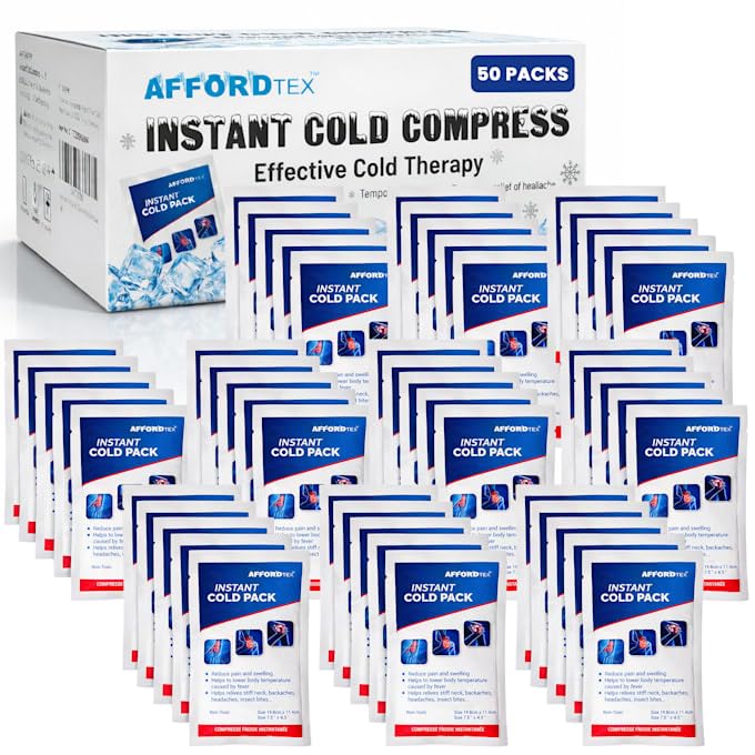 50 Instant Cold Pack, Large Size 7.5 x 4.5 Inches,Value Pack,Ready to use Ice Packs for Injury & Pain Relief (50 per Pk) - color: 50 Per Pk