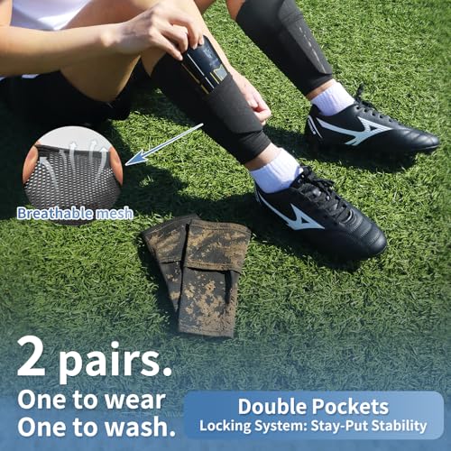 K-Shield Soccer Shin Guards with 2 Pairs Sock Sleeves for Kids Youth Adults - size: M:4'7"-5'3"