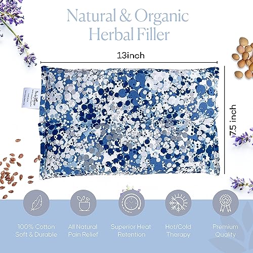 SacksyThyme Ultra Premium Herbal Heating Pad, Microwavable Moist Heat Pack - color: Indigo