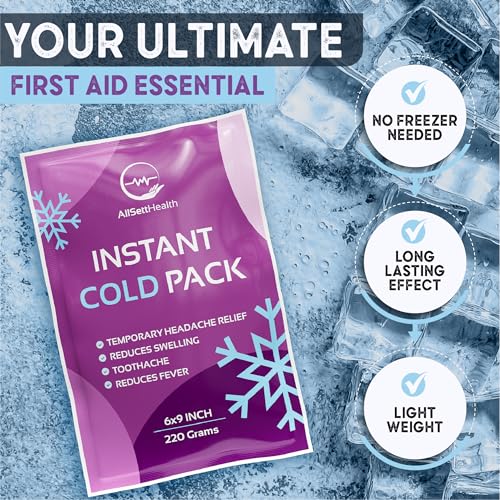 12 Pack Large Instant Ice Packs for Injuries, Disposable Cold Packs - size: 12 Pack (9" x 6")