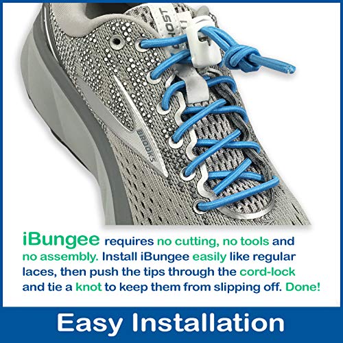 IBUNGEE LACES (Elastic No Tie Shoelaces (Made in the USA) - color: Light Blue, size: 22-inch