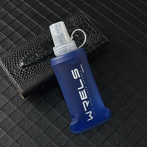 WRELS Soft Running Water Flask Soft Flasks Collapsible Soft Water Bottles Small BPA-Free for Sports Hiking Hydration Pack 5oz/8oz/17oz(BLUE,5oz*2) - color: Blue, style: 150ml/5oz-2 Pack