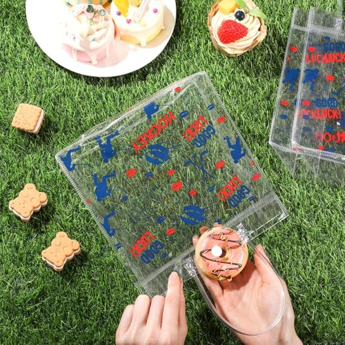Aliceset 12 Pcs Transparent Hockey Gift Bags with Handles Bulk - style: Hockey