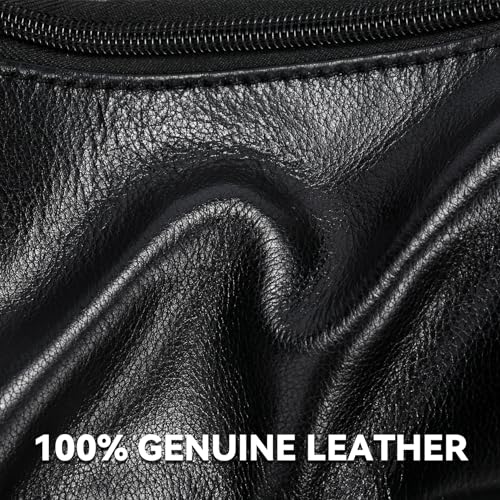 Black Leather Fanny Pack for Men & Women, Fashionable Multi-Pockets Waist Belt Bag for Travel Sports Hiking Cycling Fishing Running - color: 810#black