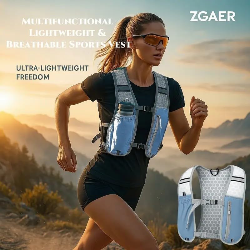 Sports Running Vest - Lightweight Breathable Anti-Bounce Storage Gear with Compartments for Trail Running Outdoor Sports
