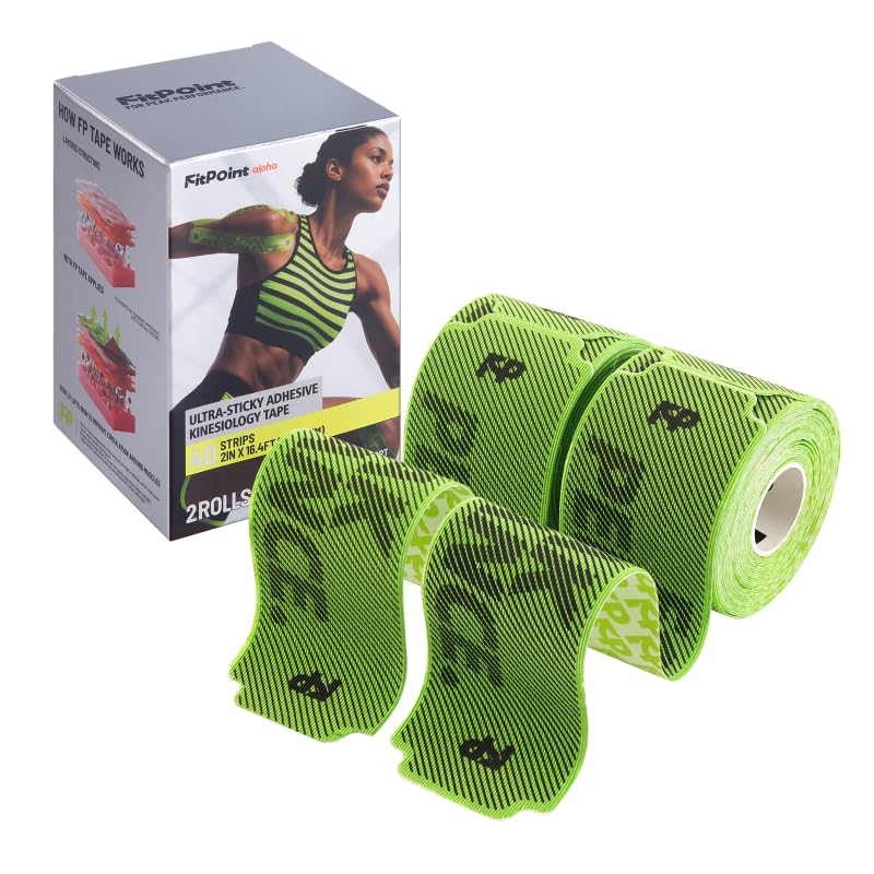 Ultra-Sticky Kinesiology Tape Pre Cut Synthetic Athletic Tape 2 Rolls Green - color: Blaze Green, size: 2 Rolls