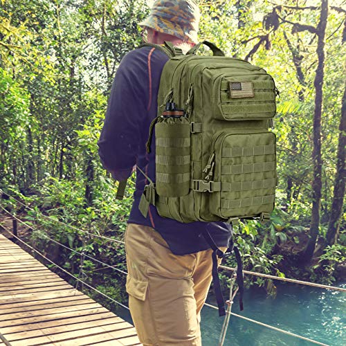 FRTKK Tactical MOLLE Water Bottle Pouch with Drawstring Open Top & Mesh Bottom, Military Water Bottle Holder Bag Sports Travel Hydration Carrier - color: Army Green-1 Pack
