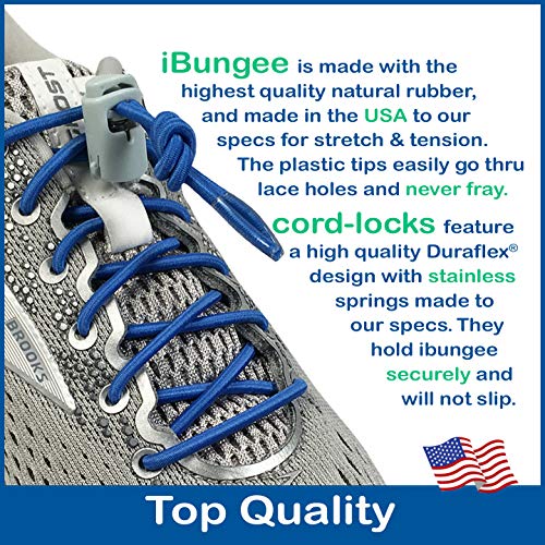 IBUNGEE LACES (Elastic No Tie Shoelaces (Made in the USA) - color: Royal Blue, size: 22-inch