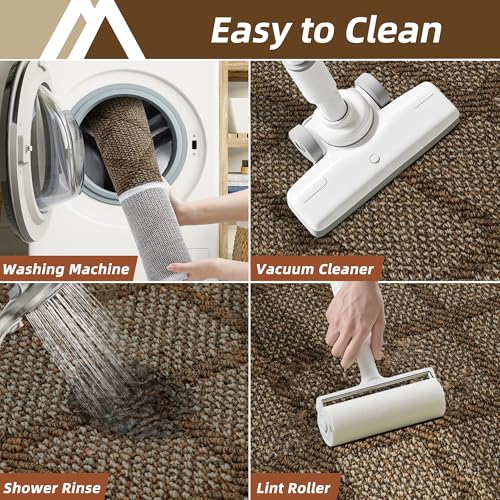 COSY HOMEER Kitchen Rugs, 2 PCS Kitchen Mats Non Slip Washable,Brown - color: Brown, size: 20"x32" + 20"x48"