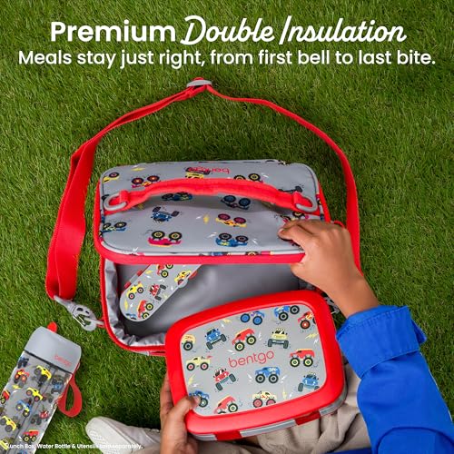 Bentgo Kids Prints Double-Insulated Reusable Lunch Bag - color: Trucks
