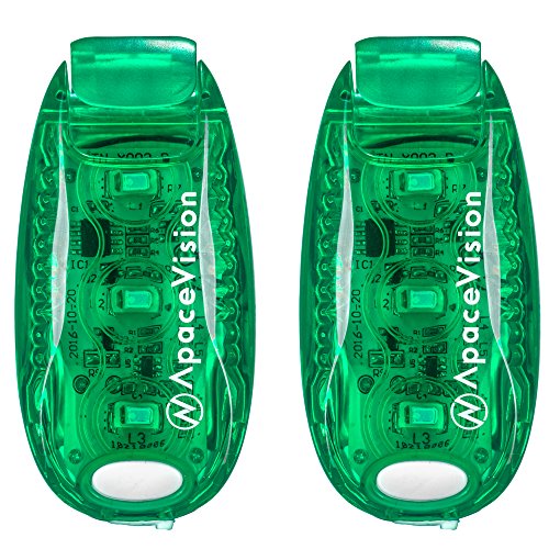 EverLightFX USB Rechargeable LED Safety Light 2 Pack, Clip On Strobe Light - color: Green