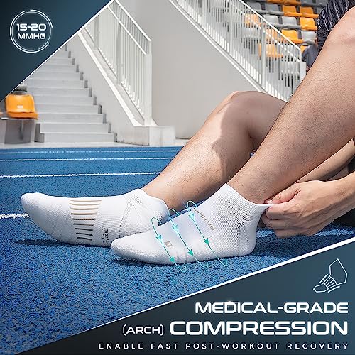 Rahhint Running Ankle socks Coolmax Moisture Wicking & Breathable Cushioned - color: White+grey+black, size: Small