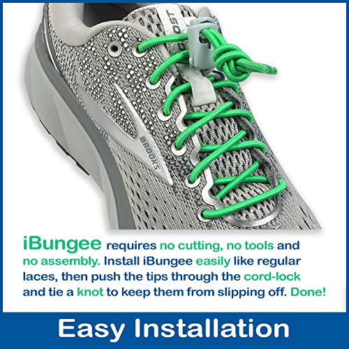 IBUNGEE LACES (Elastic No Tie Shoelaces (Made in the USA) - color: Florida Green, size: 22-inch