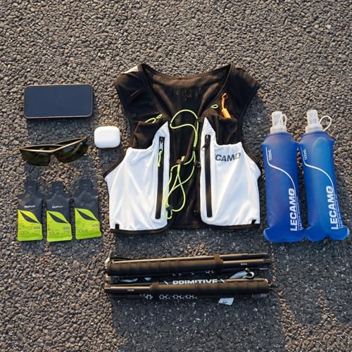 ROOT5 Running Hydration Vest 5L with 2 x 500ml Soft Flasks, Lightweight Running Vest with Water Bottles for Men and Women, Trail Running Pack - color: Black, size: S（2 Soft Flask）