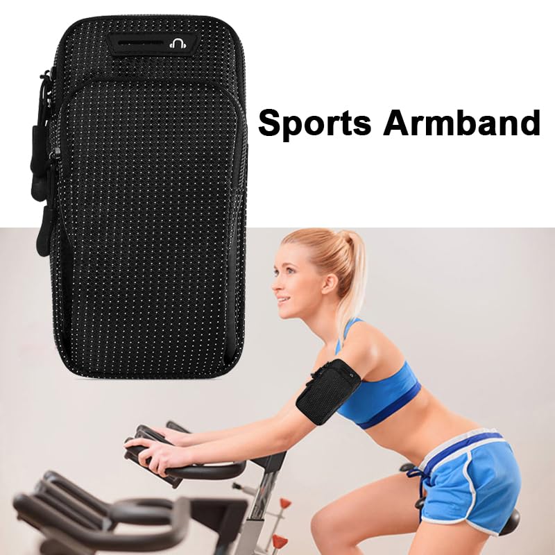 Sports Armband Phone Holder Sweatproof Large Capacity Arm Band for Jogging Running Walking Smart Phone Holder Armband (Black)