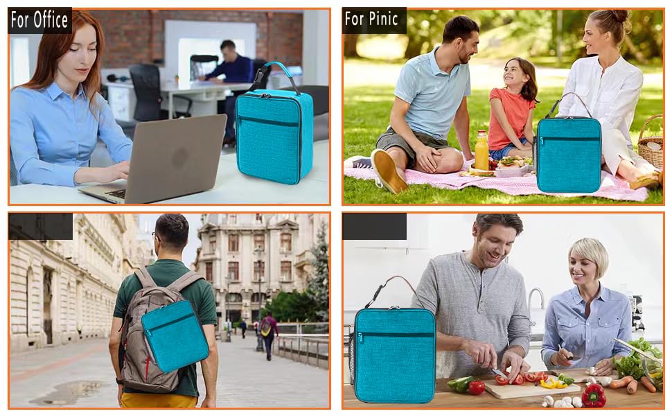 ZM-YOUTOO Lunch Box for Men - Reusable Lunch Bag Men Adult Women- Insulated Small LunchBox (Azure) - color: Azure
