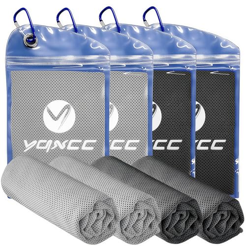 YQXCC 4 Pack Cooling Towels, 40"x12", Ice Cool Towels for Neck & Face - color: 2 Dark Gray, 2 Light Gray