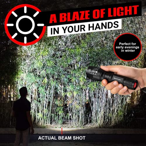 GearLight LED Flashlight High Lumens, Mini Tactical LED Flashlight 2 Pack, 5 Modes Zoomable Beam, Battery Powered for Camping, Hunting, Home & Emergency, Compact Small LED Flashlight (Blue) - color: Blue 2 Pack
