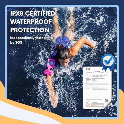 AQUAVAULT Floating Waterproof Phone Pouch, IPX8 Underwater, Large, 2 Pack - color: Blue and Pink
