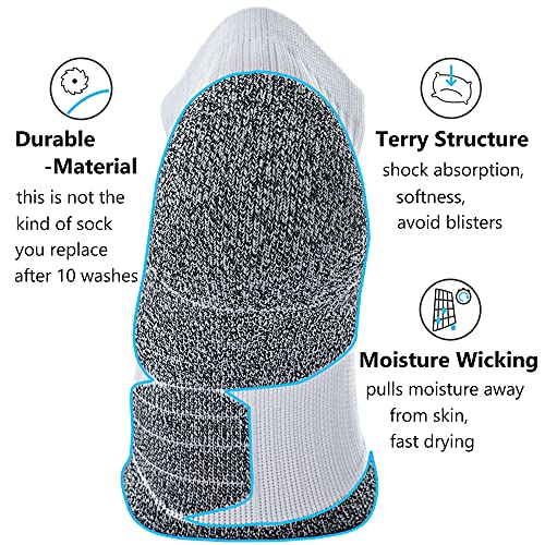 CWVLC Cushioned Athletic Ankle Compression Socks for Women Men 3/6 Pairs - color: 6-pairs White, size: Large
