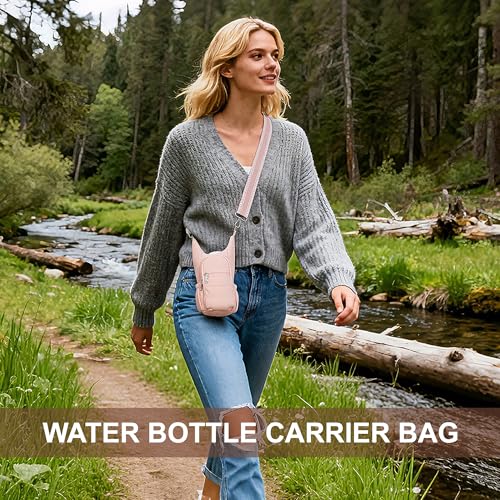 Water Bottle Carrier Bag with Adjustable Strap, for 18/32/40oz Bottle - color: Pink