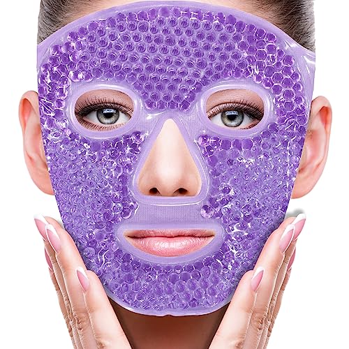 ZNÖCUETÖD Face Ice Mask Facial Ice Packs Gel Hot Cold Compress for Women - color: Purple