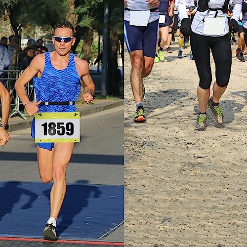 2Pcs Race Number Belt Race Bib Belts with 6 Energy Gel Loops for Marathon Triathalon Running No Safety Pins Required (Black/Pink) - color: Black&pink