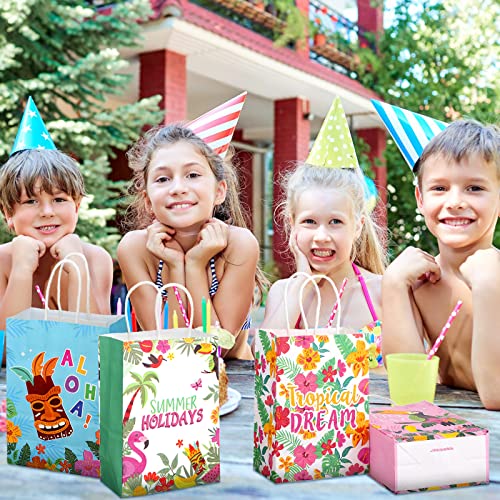 Outus 24 Pcs Hawaiian Party Favor Bags with Handles, Luau Tiki Toucan Gift - style: Hawaii