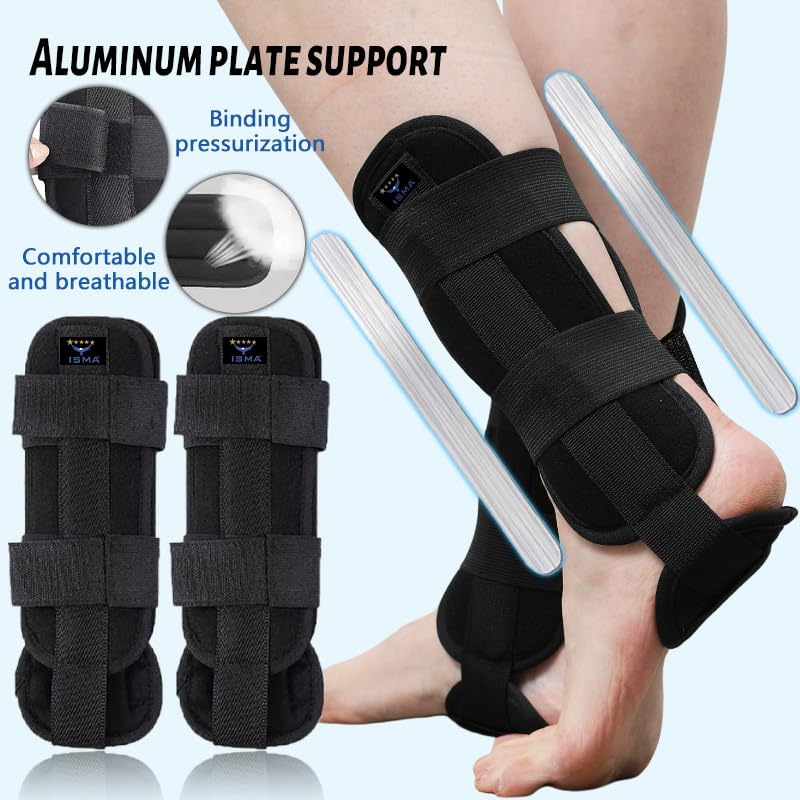 ISMA Ankle Support Brace for Men & Women – Adjustable Compression Ankle Brace for Sprained Ankle, Achilles Tendon Support, Sports, Running, Basketball, Gym – Breathable Ankle Stabilizer (Large) - size: Large