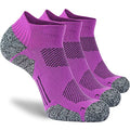 CWVLC Cushioned Athletic Ankle Compression Socks for Women Men 3/6 Pairs - color: 3-pairs Purple, size: Large