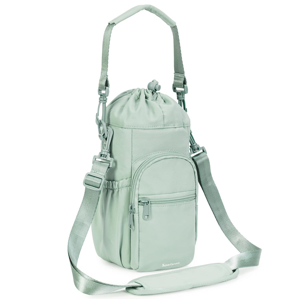 sportsnew 40oz Insulated Crossbody Water Bottle Sling Bag w/Phone Pocket - color: Sage Green