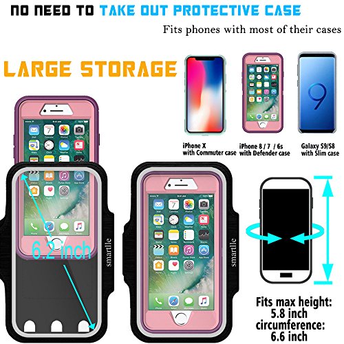 Arm Phone Holder for Running, Universal Cellphone Armband for iPhone 15 14 13 12 11 Pro/XR/XS/X/SE/8/7/6s/6, A/S/J, Up to 6.1’’, Sport Armband for Gym, Sports, Workout-Black