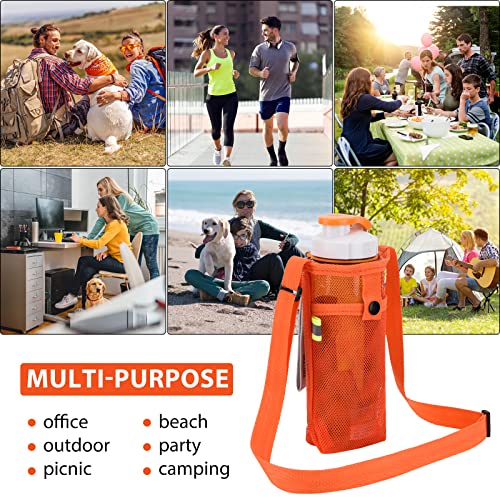 Tainehs Water Bottle Holder Carrier with Adjustable Shoulder Strap - Beach & Sports Bottle Bag for Hiking, Gym, Camping, Walking, Travel - color: Black/Pink