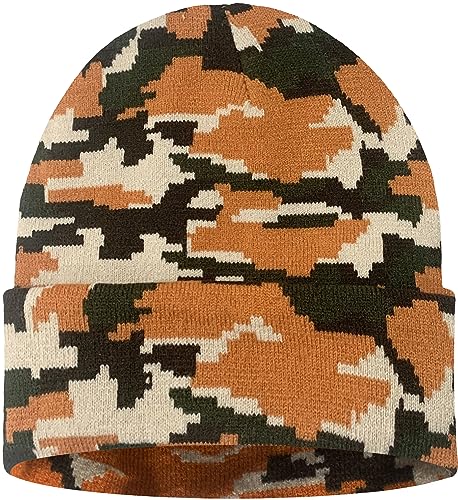 ATNKE LED Lighted Beanie Hat,USB Rechargeable 4 LED Red and Blue Flashing Running Headlamp Cap Gifts for Men and Women - color: #Camouflage Yellow