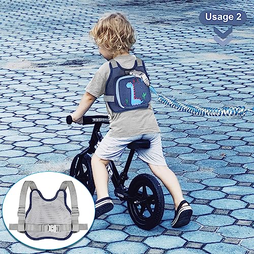 Toddler Harness Leash+ Anti Lost Wrist Link, Accmor Cute Dinosaur Kids Harness with Leash, Foldable Child Leash Baby Walking Wristband Assistant Strap Belt Hold Baby Boys Girls Close While Walking - color: Navy Blue/Brachiosaurus