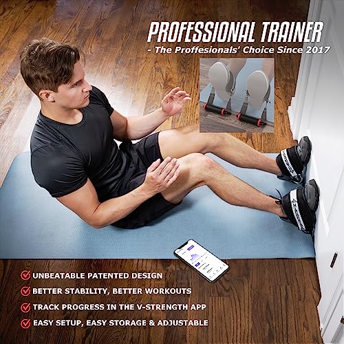 Vikingstrength VOL 2 Nordic Hamstring Curl with Extra Long Straps - Super Stability, Nordic Curl Home Equipment, glute, Hamstring, Speed and Exercise Handles, Ankle Straps and V-Strength Workout App