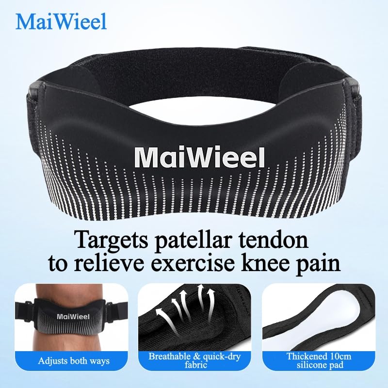 2 PCS Black Patellar Tendon Support Strap for Knee Pain Relief - color: Black