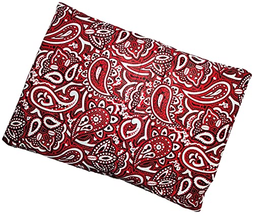 Microwavable Corn Filled Heating Pad and Cold Pack/Washable 100% Cotton Cover (Bandana - Shiny Red, 7.5in W x 11in L) - size: 7.5in W x 11in L, style: Bandana - Shiny Red