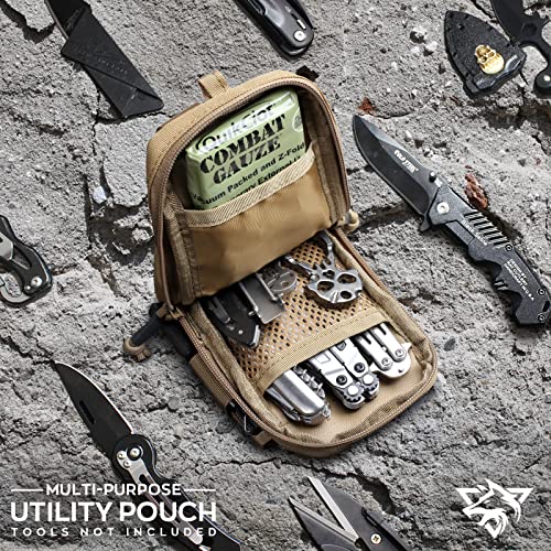 WYNEX Tactical Phone Pouch Molle, EDC Phone Holster, Small Admim Pouch - color: Khaki
