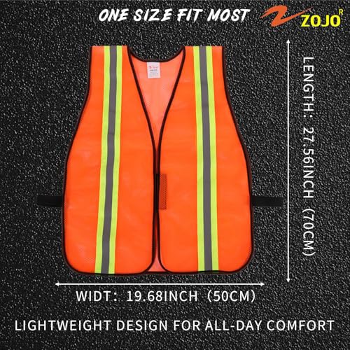 zojo High Visiblity Reflective Mesh Safety Vest Bulk 10 Pack - color: 10pcs-fluorescent Orange