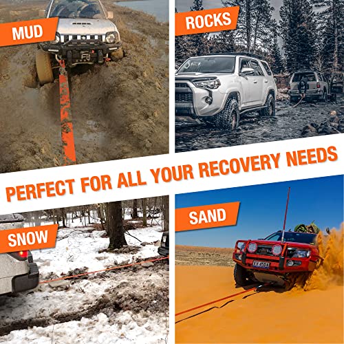 ALL-TOP Extreme Duty Tow Strap Recovery Kit: 4inch x 30ft (46,500lbs) 100% Nylon and 22% Elongation Snatch Strap + 3/4 Heavy Duty D Ring Shackles (2pcs) + Storage Bag - size: 4" x 30' Kit