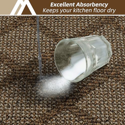 COSY HOMEER Kitchen Rugs, 2 PCS Kitchen Mats Non Slip Washable,Brown - color: Brown, size: 20"x32" + 20"x48"